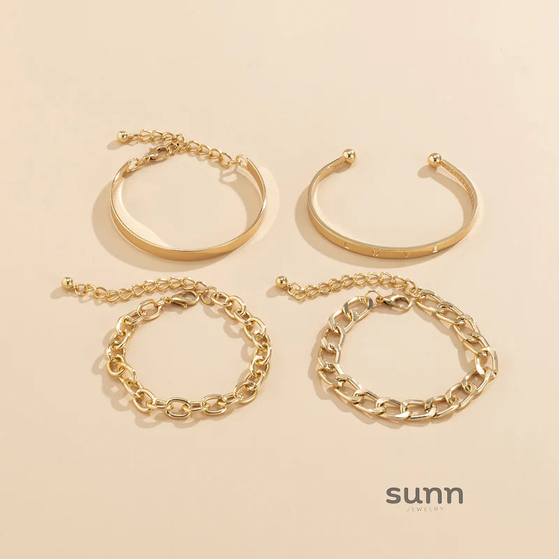 Hazel Stackable Metal Bracelets Set
