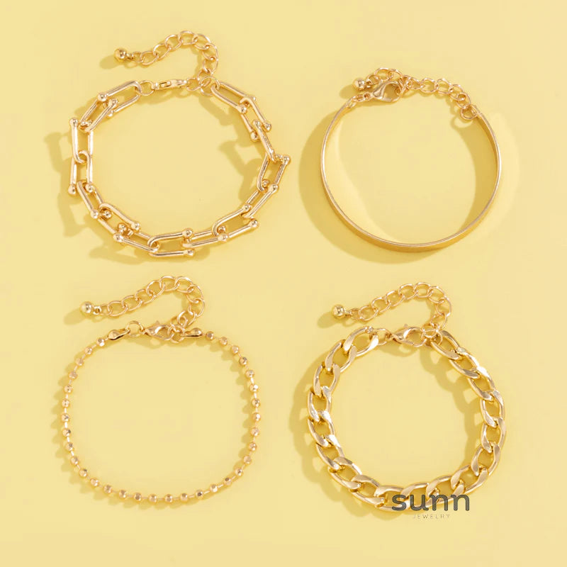 Hazel Stackable Metal Bracelets Set
