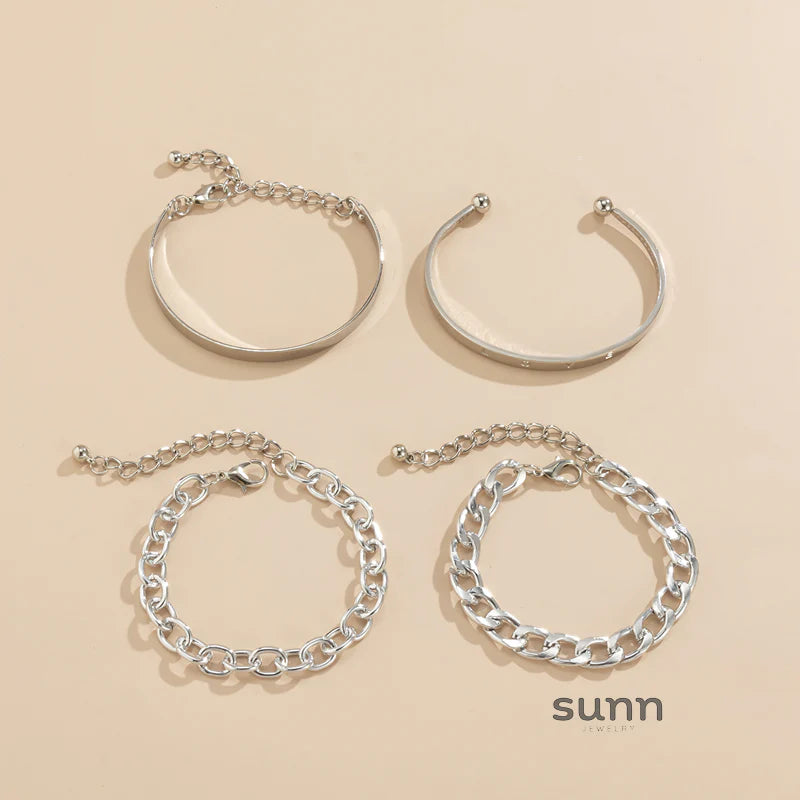 Hazel Stackable Metal Bracelets Set