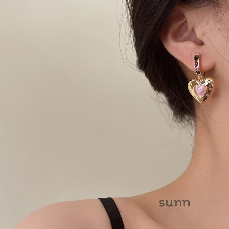 Hazelgrace Asymmetrical Star Heart Earrings [MYINSMLK]