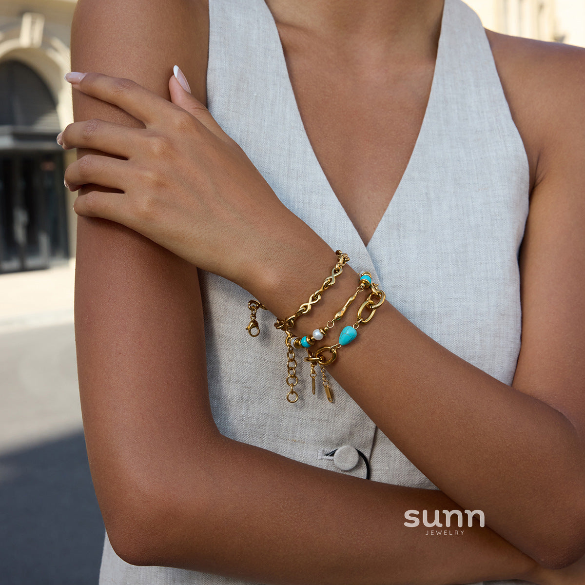 Hazyl Turquoise Chain Bracelet [NV6WJNR9]