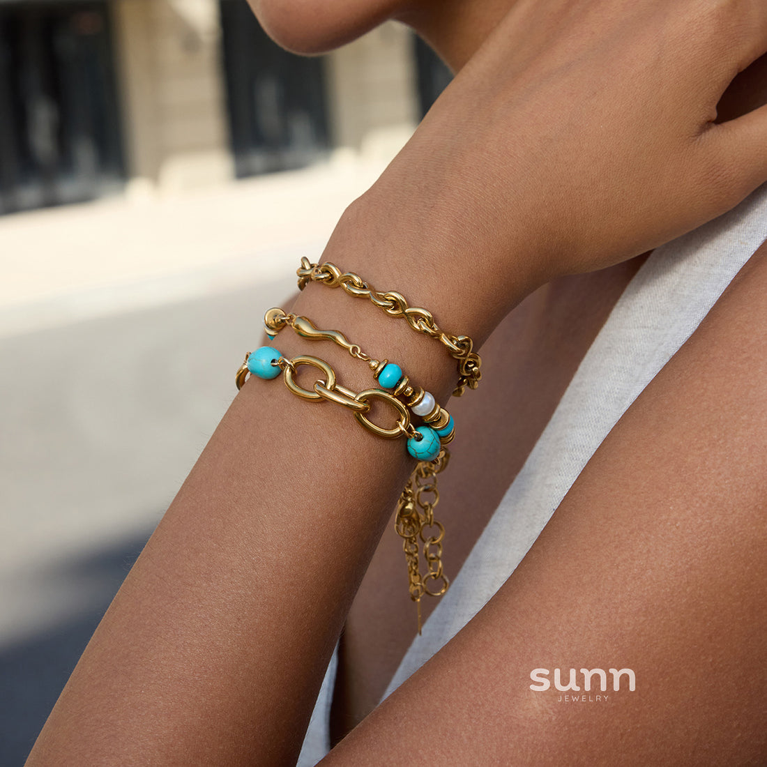 Hazyl Turquoise Chain Bracelet [TMF0GQSF]