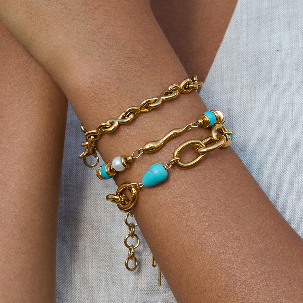Hazyl Turquoise Chain Bracelet [TMF0GQSF]