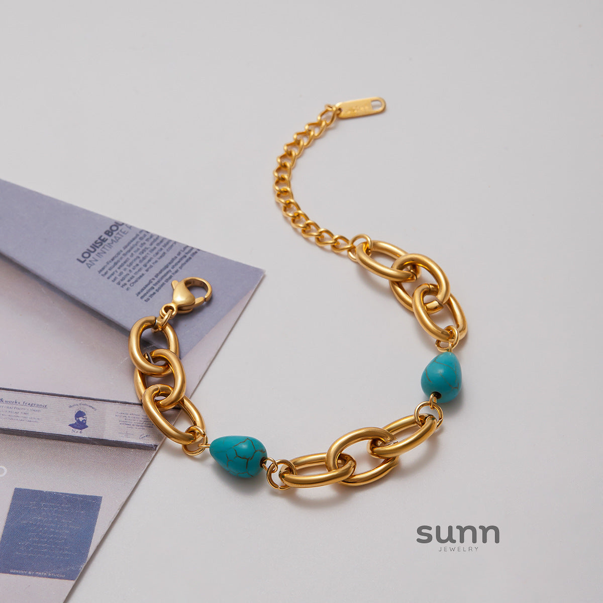 Hazyl Turquoise Chain Bracelet [9E8AR69W]
