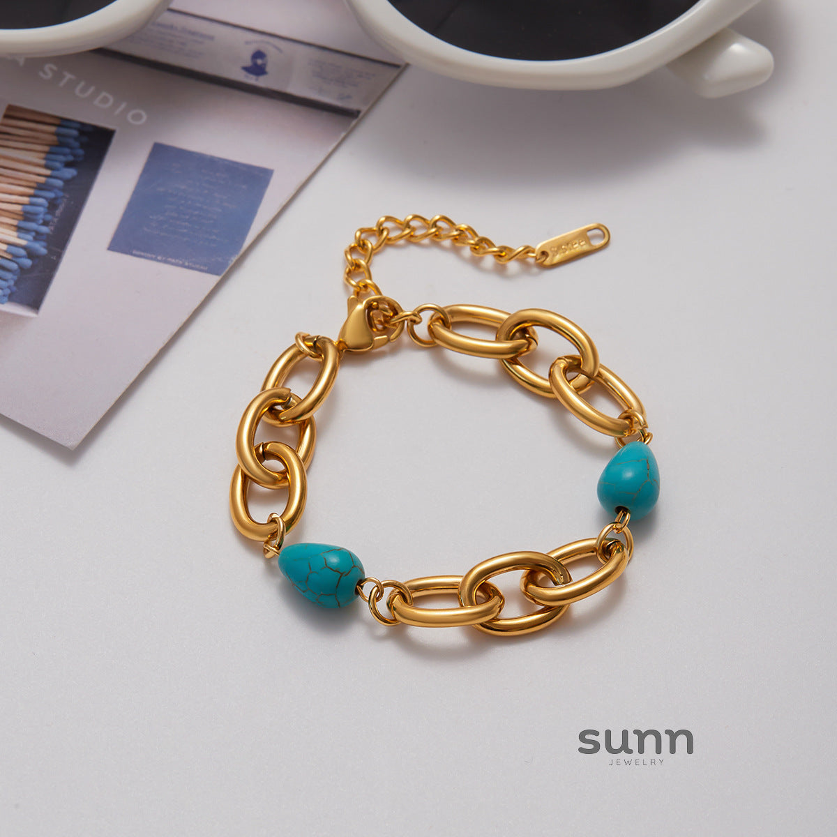 Hazyl Turquoise Chain Bracelet [RH330NCO]