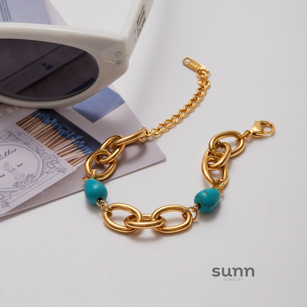 Hazyl Turquoise Chain Bracelet [PSGLGBHD]