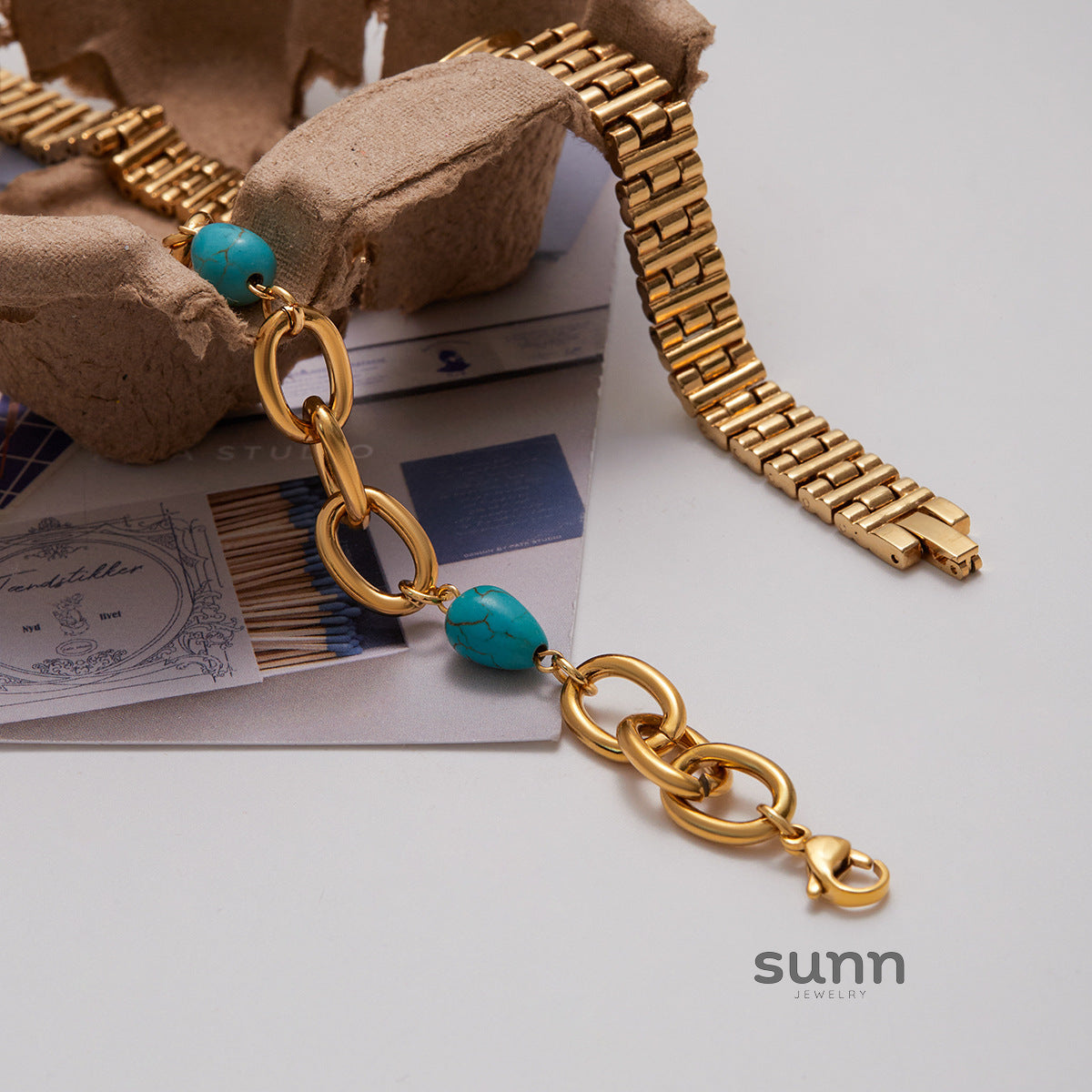 Hazyl Turquoise Chain Bracelet [6C6QGW9N]