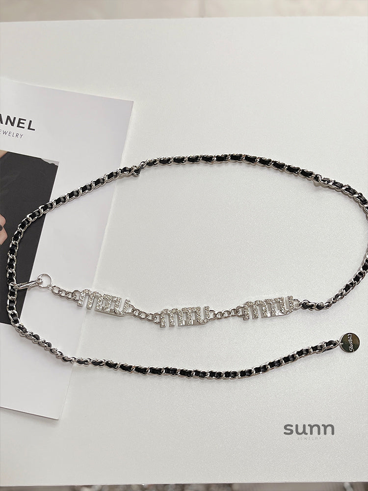 Henlee Rhinestone Letter Waist Chain
