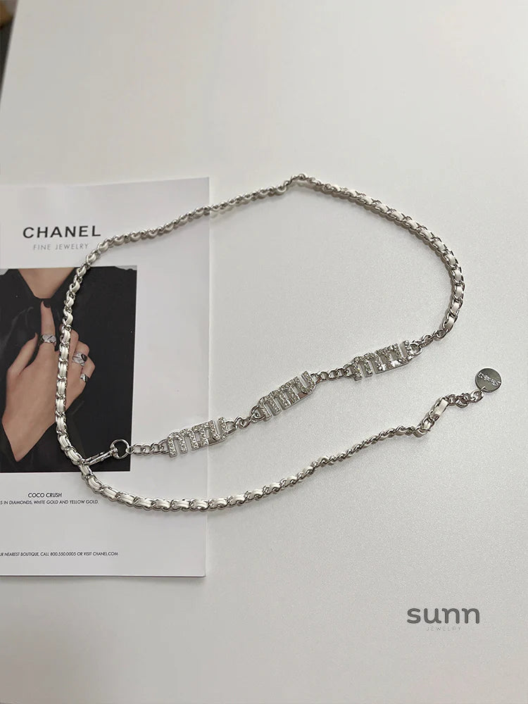 Henlee Rhinestone Letter Waist Chain