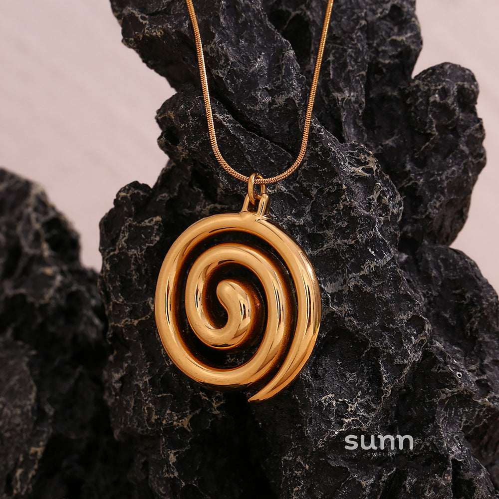Henrietta Gold Plated Vortex Necklace [JOFY8452]