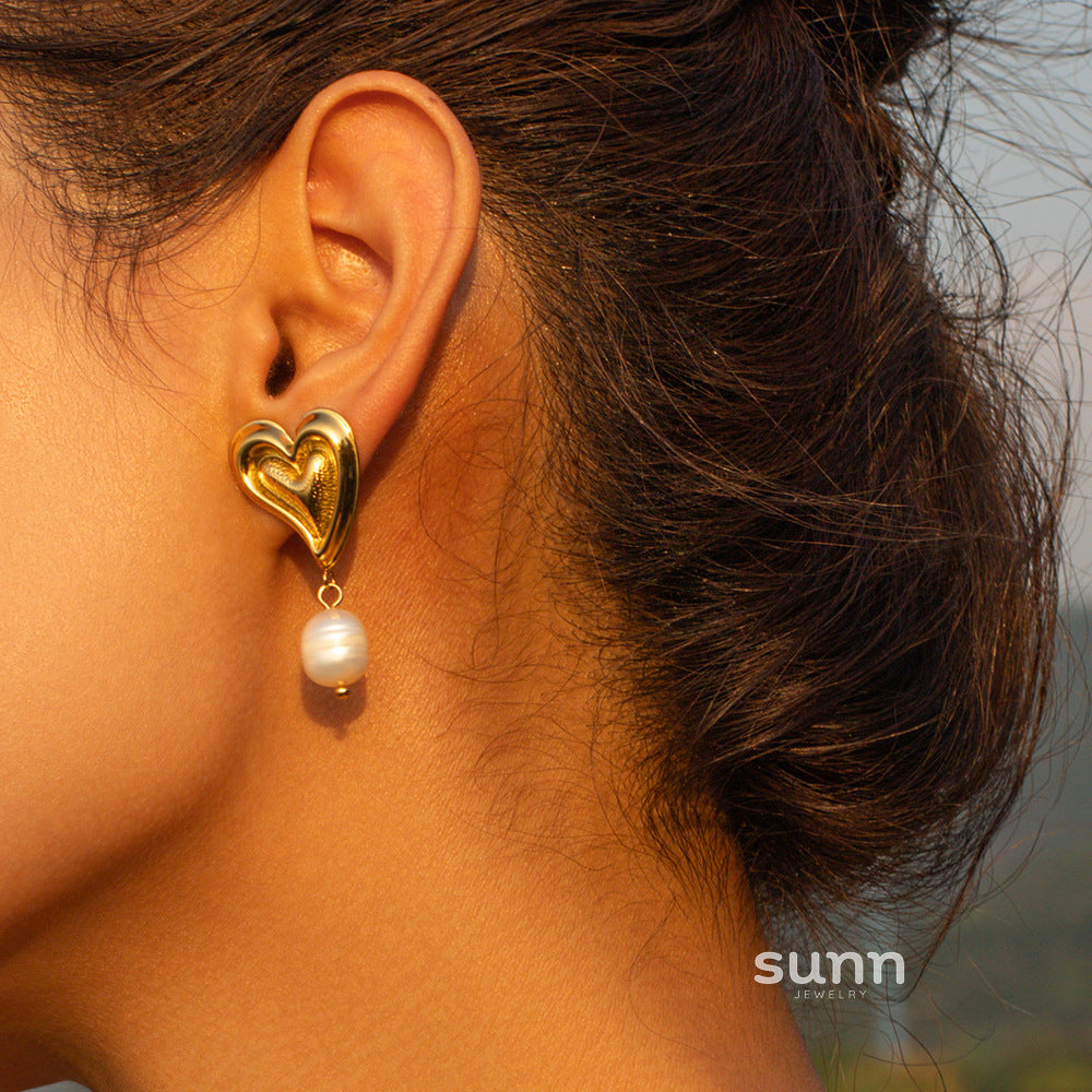 Holley Pearl Heart Earrings [0MH47U7F]