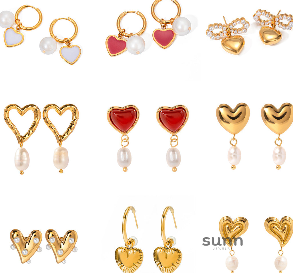 Holley Pearl Heart Earrings [PG5B1NEL]