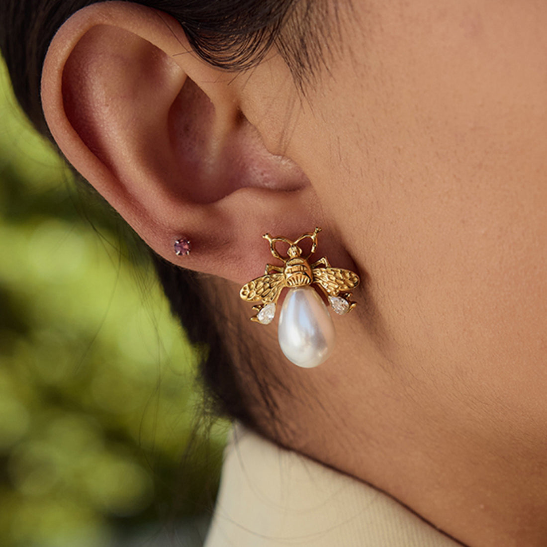 Honey Geometric Pearl Earrings [EF4NEQXM]