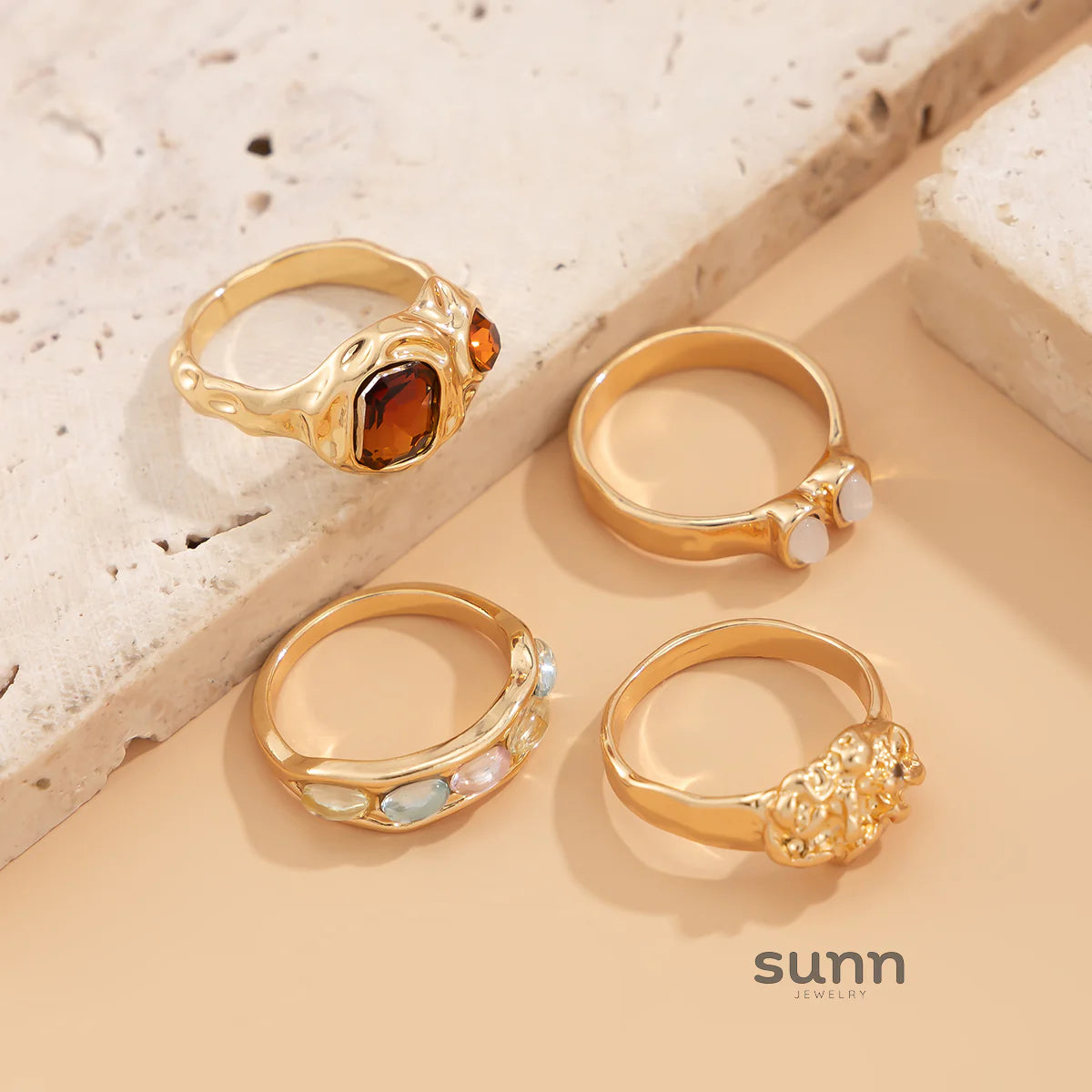 Hudsyn Stackable Gemstone Ring Set