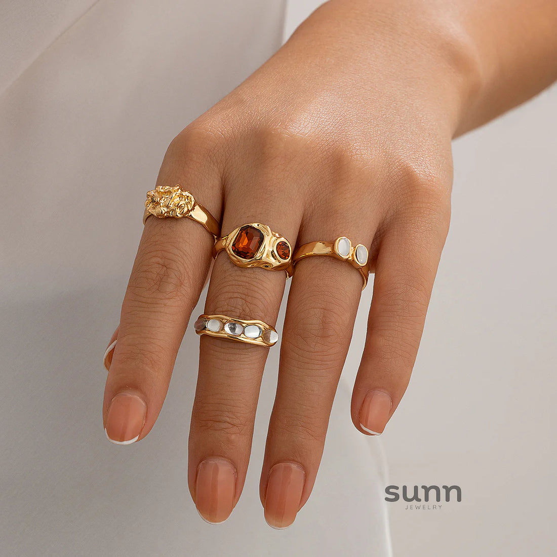 Hudsyn Stackable Gemstone Ring Set