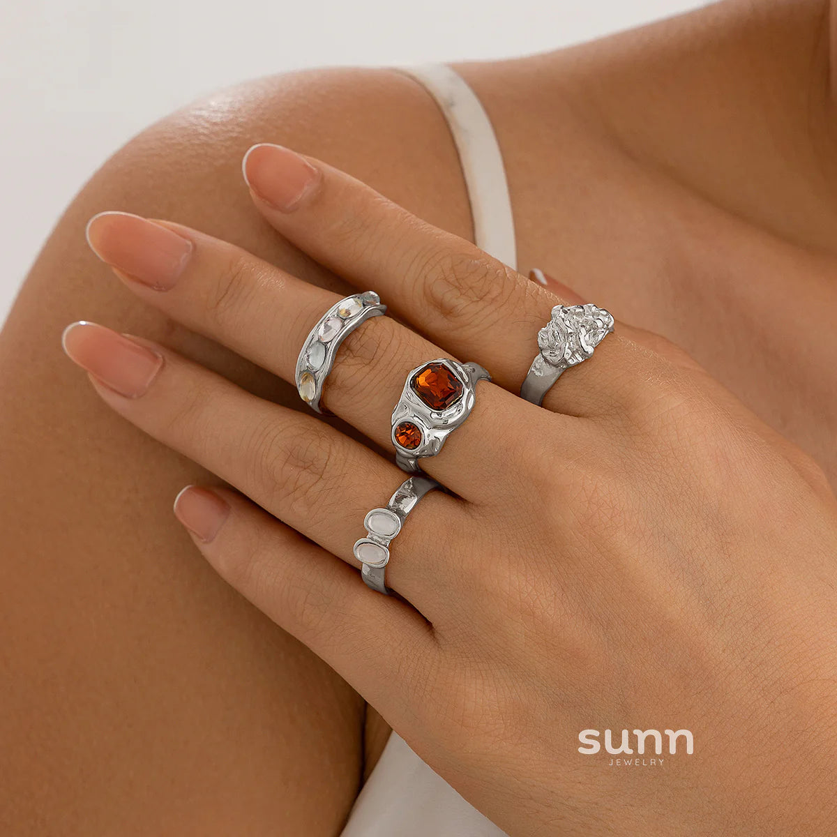 Hudsyn Stackable Gemstone Ring Set