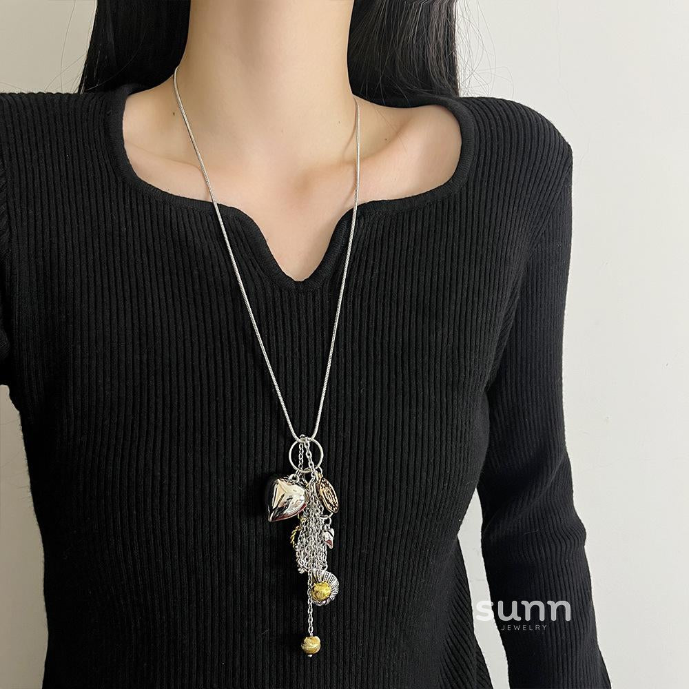 Ibtisam Heart Pearl Layered Necklace [IC4OVM6L]