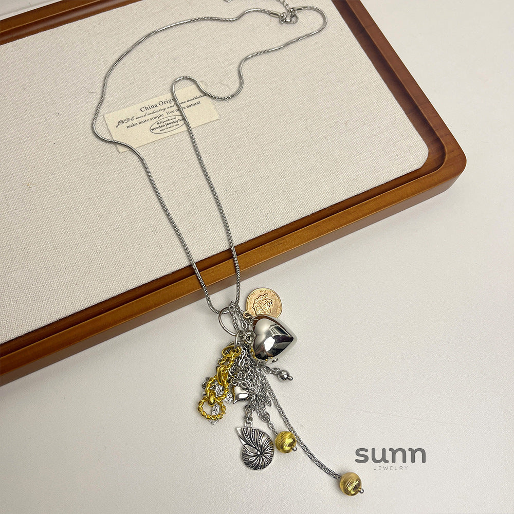 Ibtisam Heart Pearl Layered Necklace [501BMAC7]