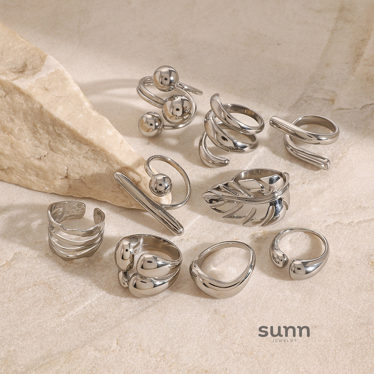 Ifeoluwa Geometric Silver Rings [OY7112LS]