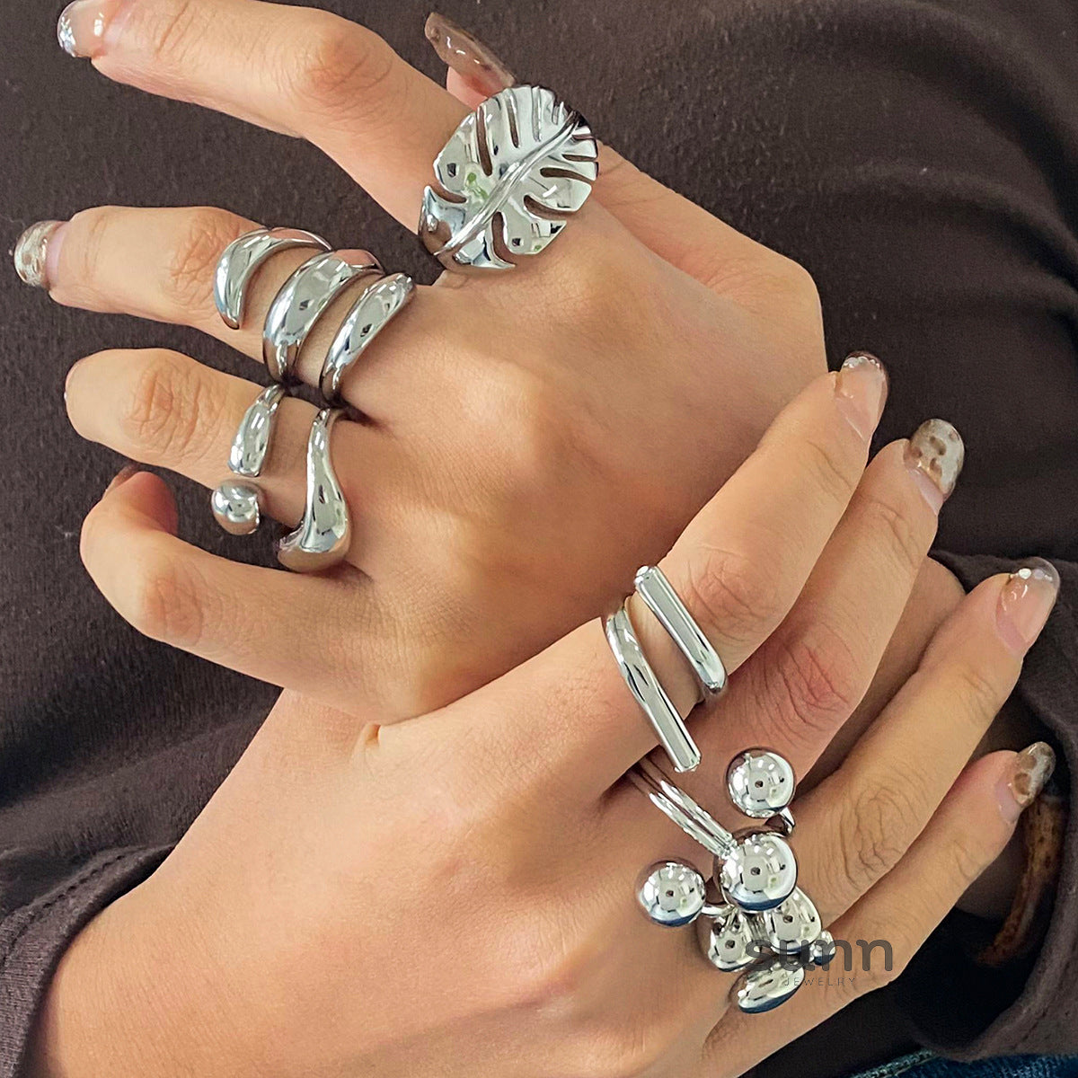 Ifeoluwa Geometric Silver Rings [USFPZV7C]