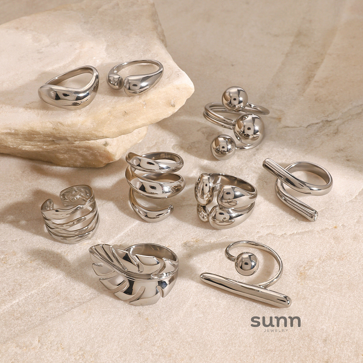 Ifeoluwa Geometric Silver Rings [CE59OW4O]
