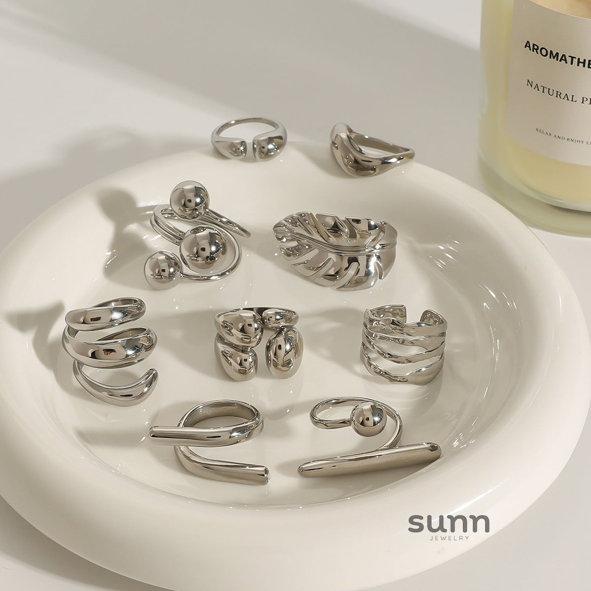 Ifeoluwa Geometric Silver Rings [S9QMV95U]