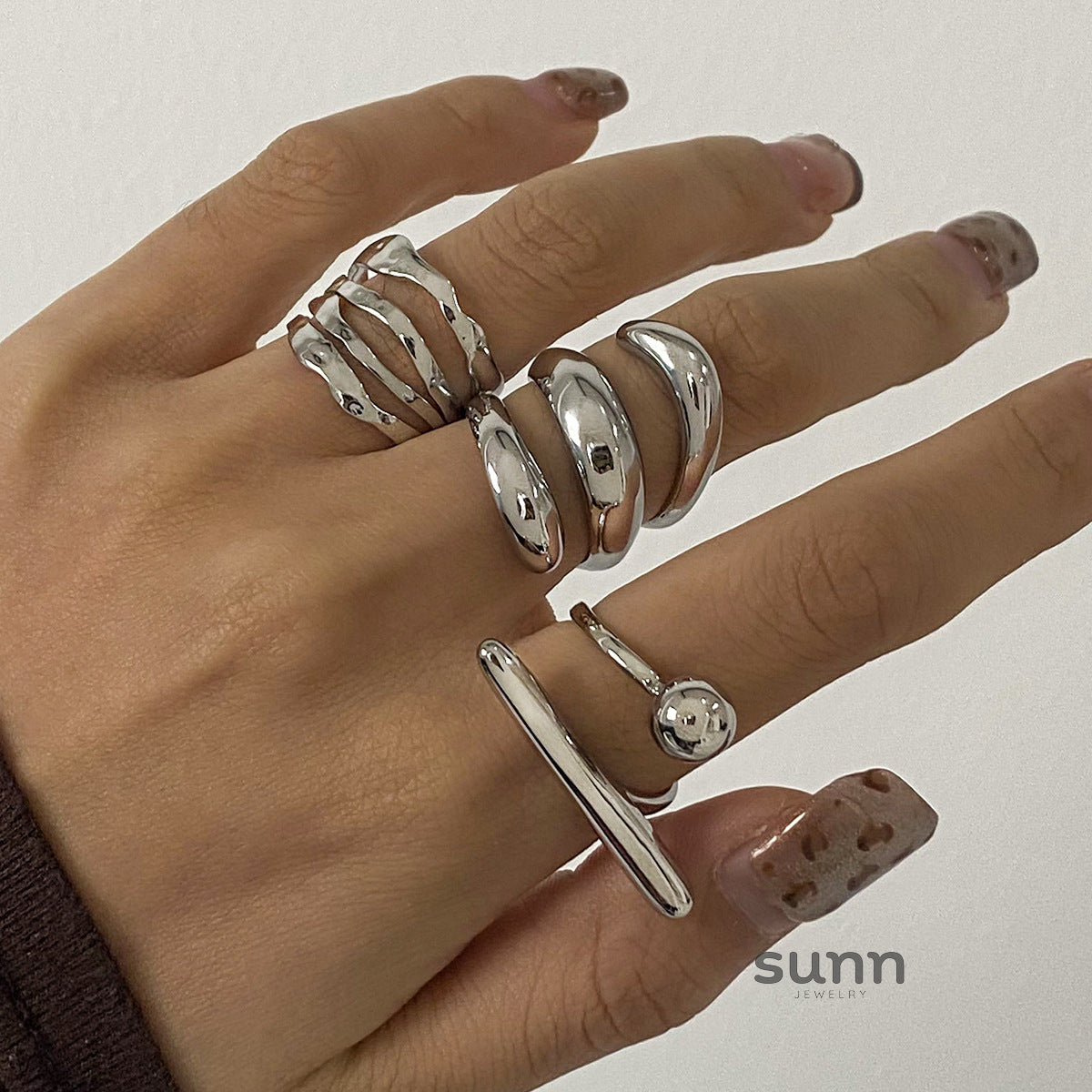 Ifeoluwa Geometric Silver Rings [OIZ3ZXBK]
