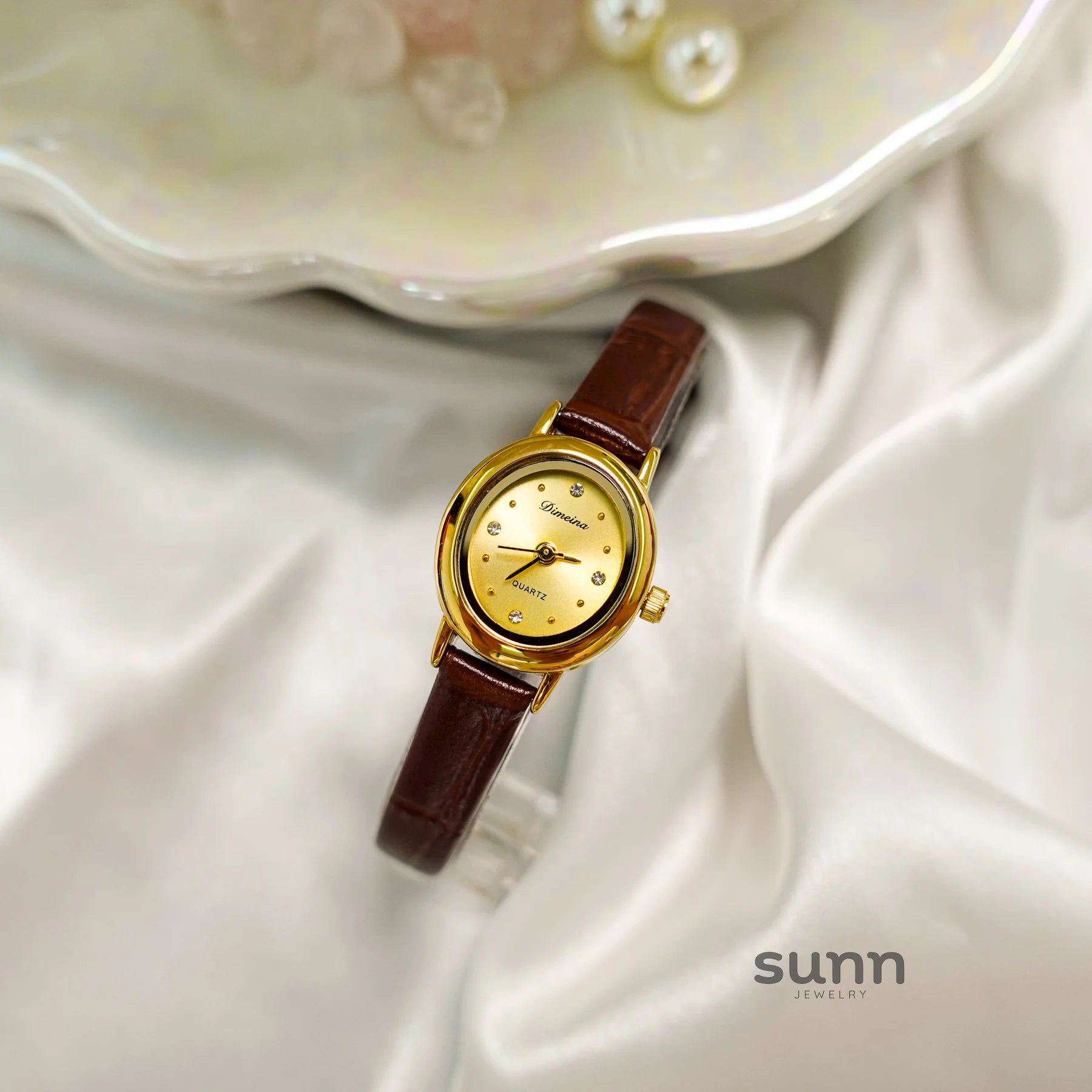 Ifrah Petite Leather Strap Watch