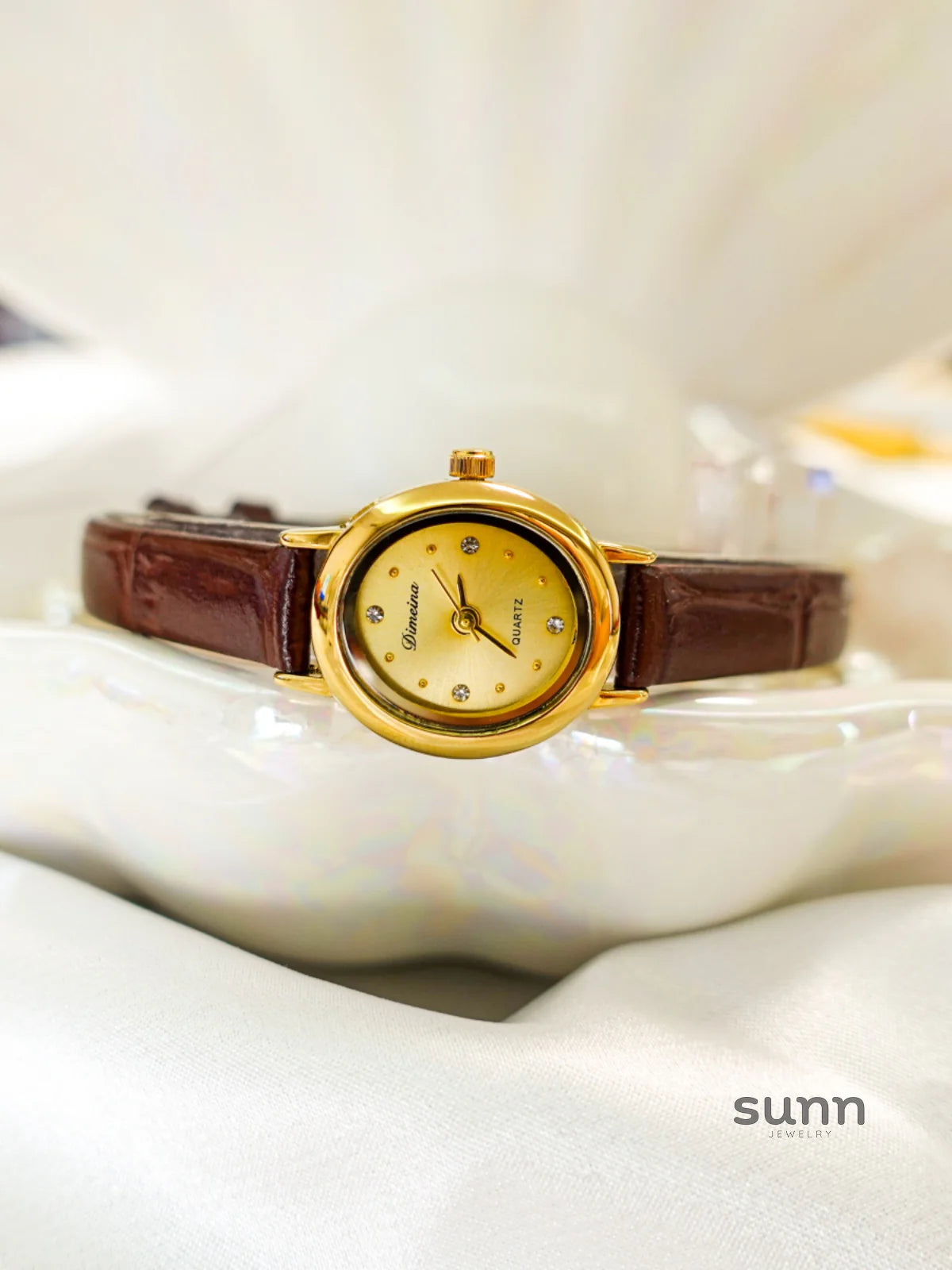 Ifrah Petite Leather Strap Watch