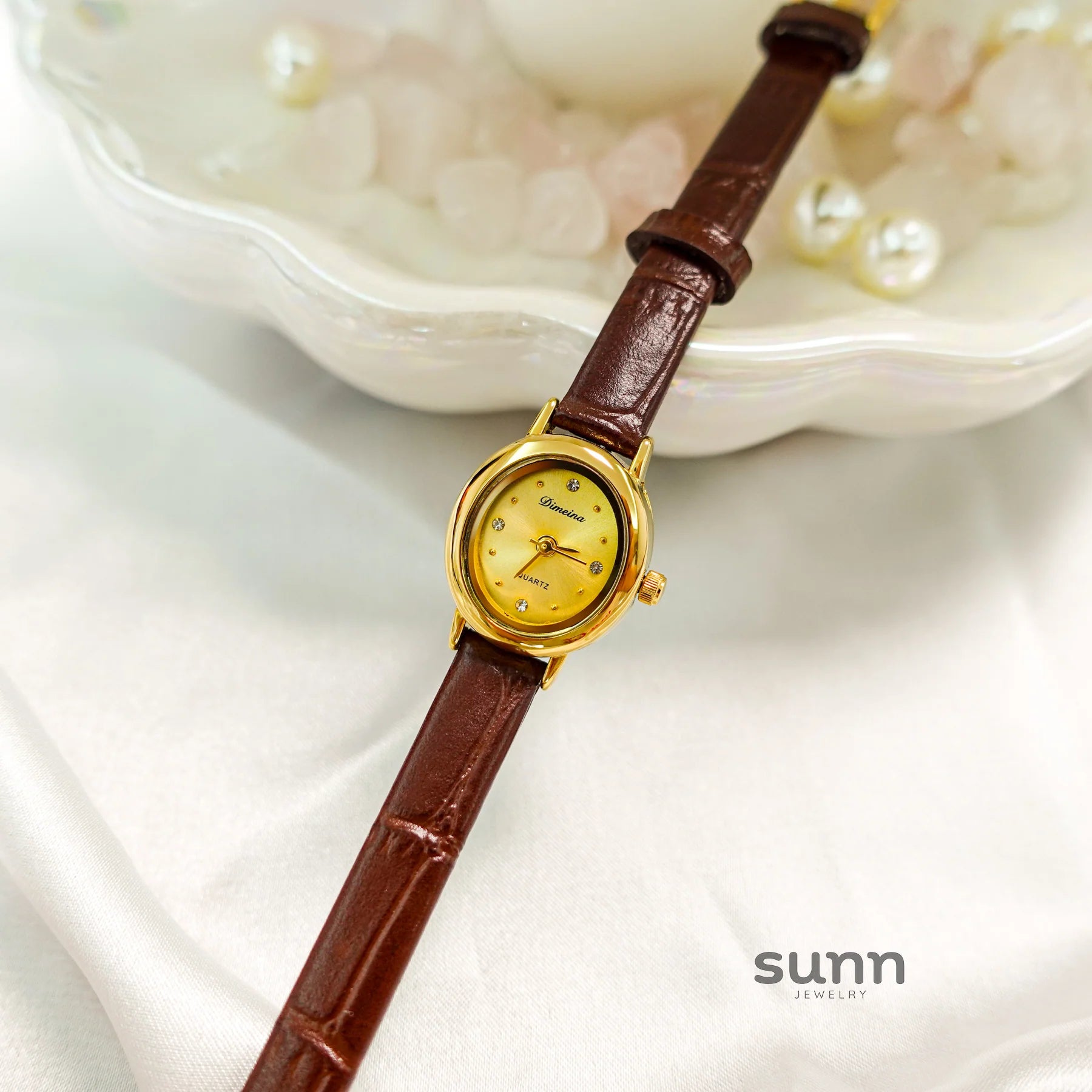 Ifrah Petite Leather Strap Watch