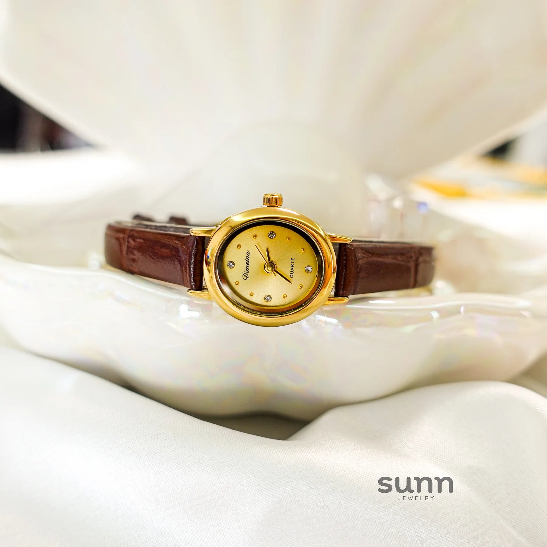 Ifrah Petite Leather Strap Watch