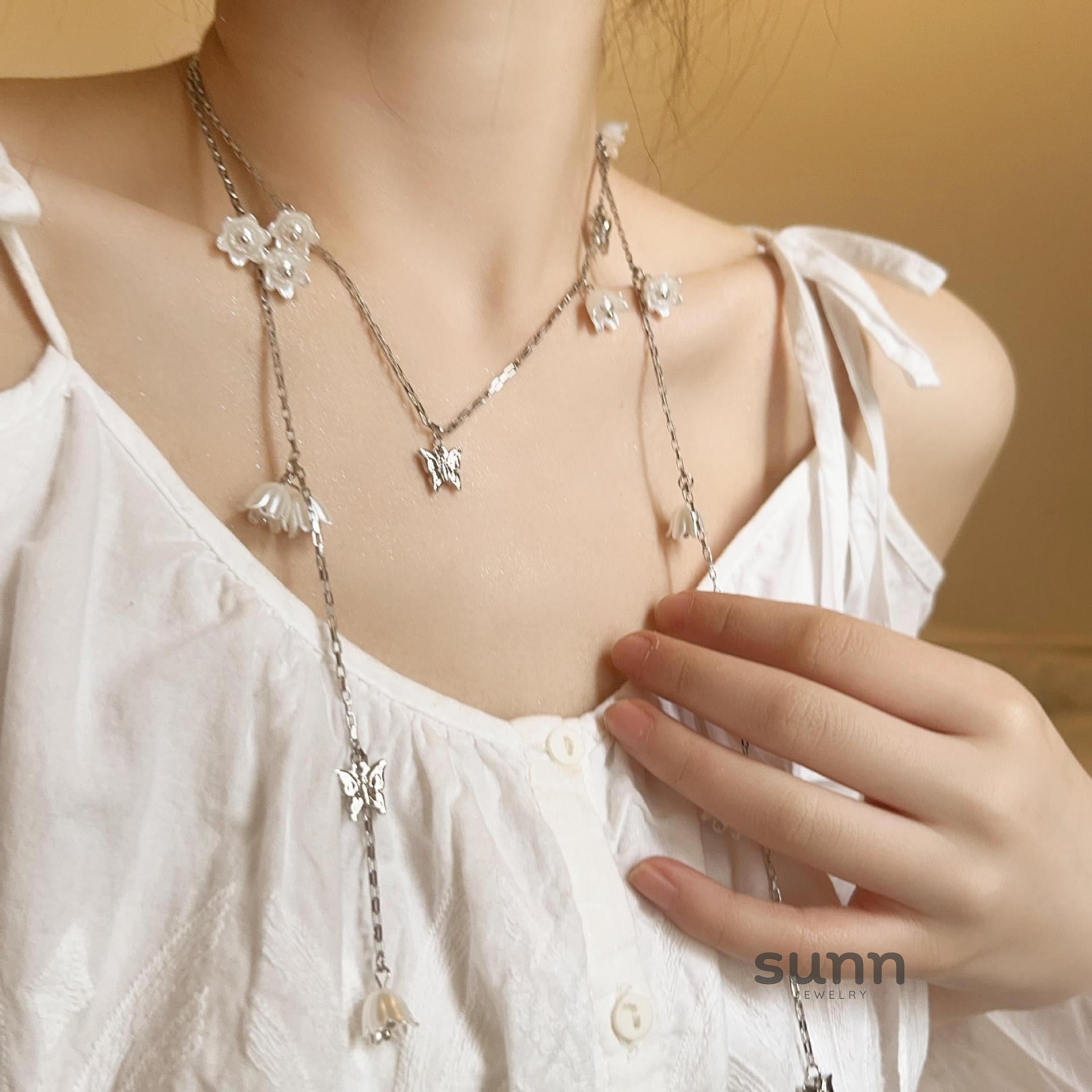 Ilhan Pearl Butterfly Necklace [8NURCIMO]