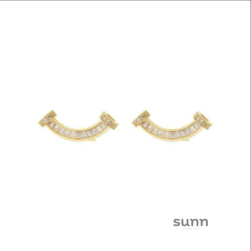 Ily Gold Diamond Smile Studs [C50S21VC]