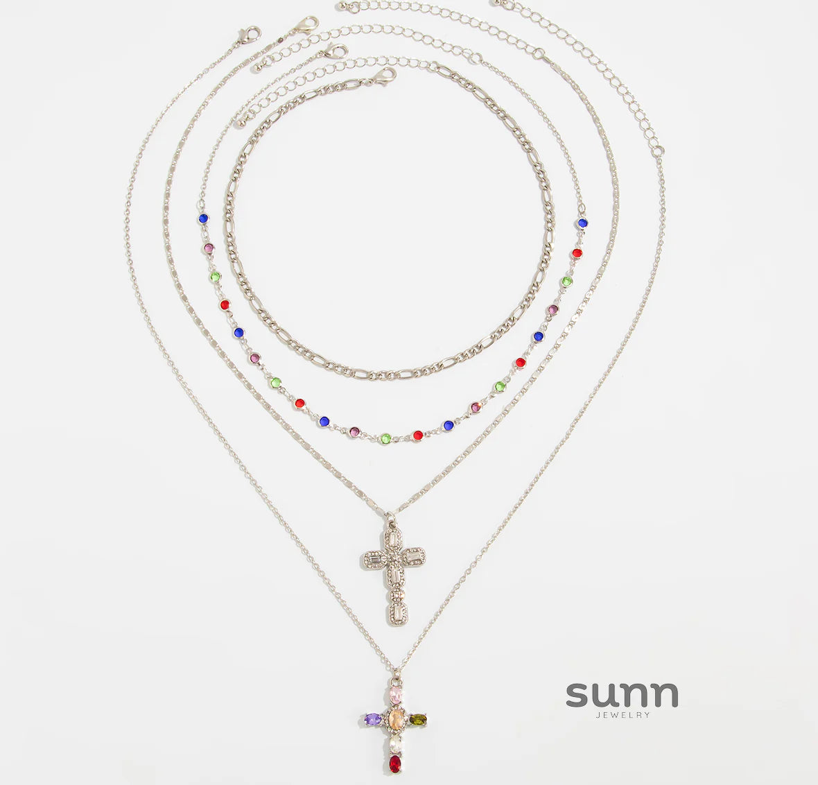 Ilyana Crystal Cross Necklace Set