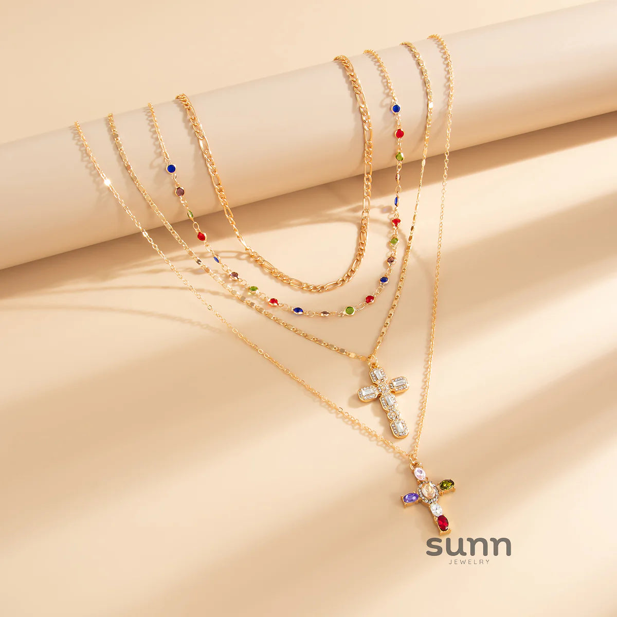 Ilyana Crystal Cross Necklace Set