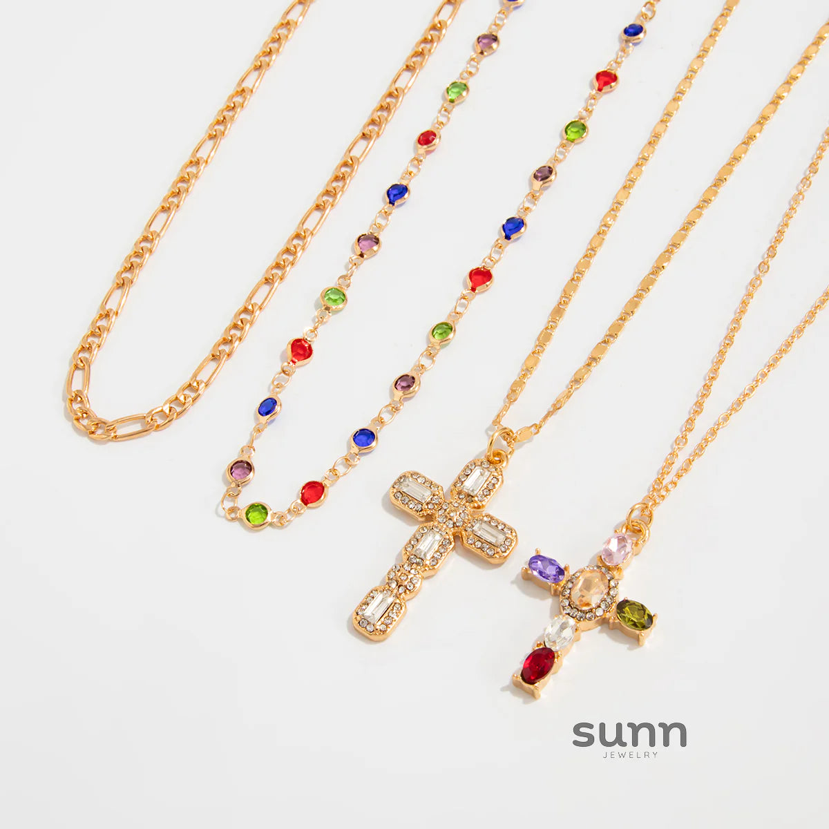 Ilyana Crystal Cross Necklace Set
