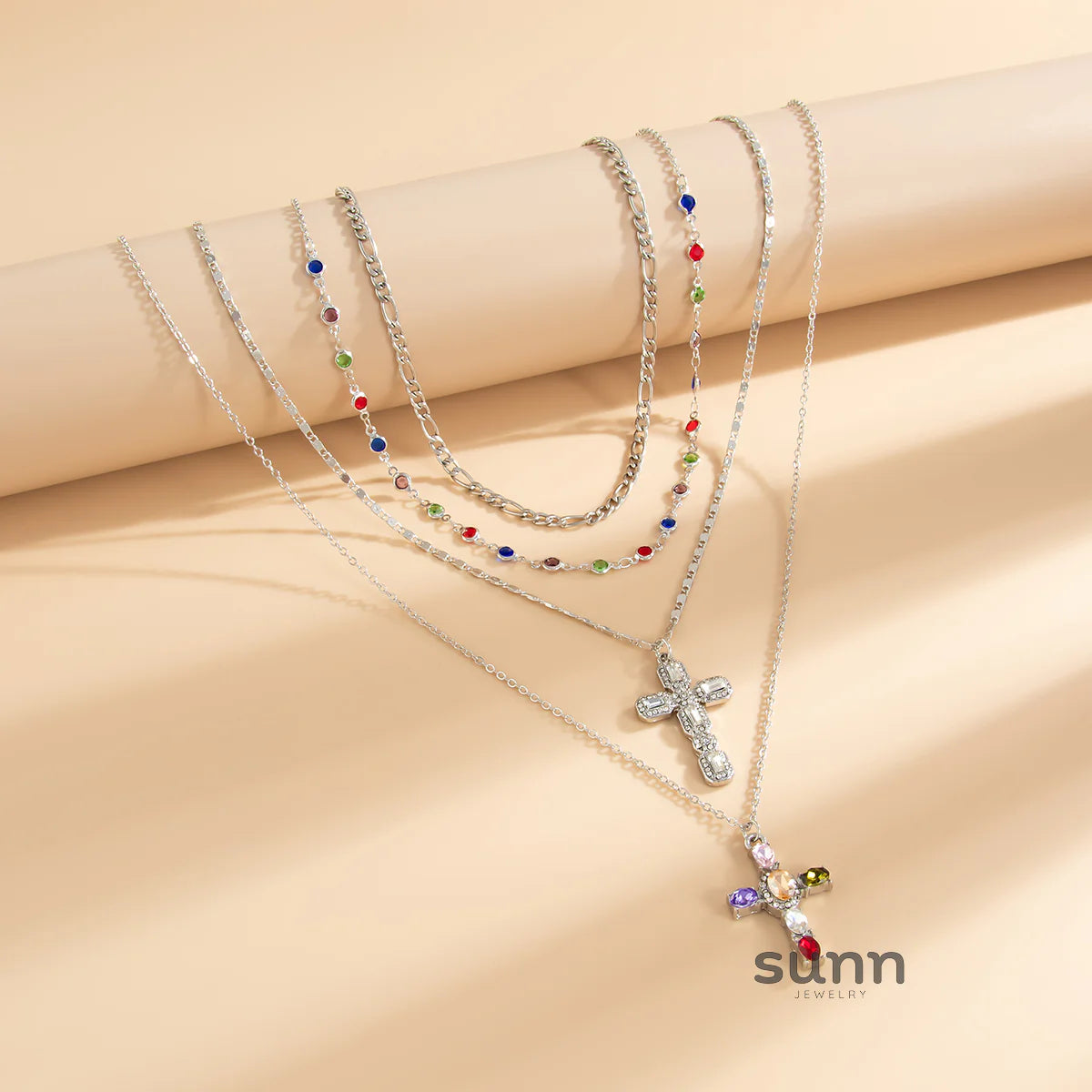 Ilyana Crystal Cross Necklace Set
