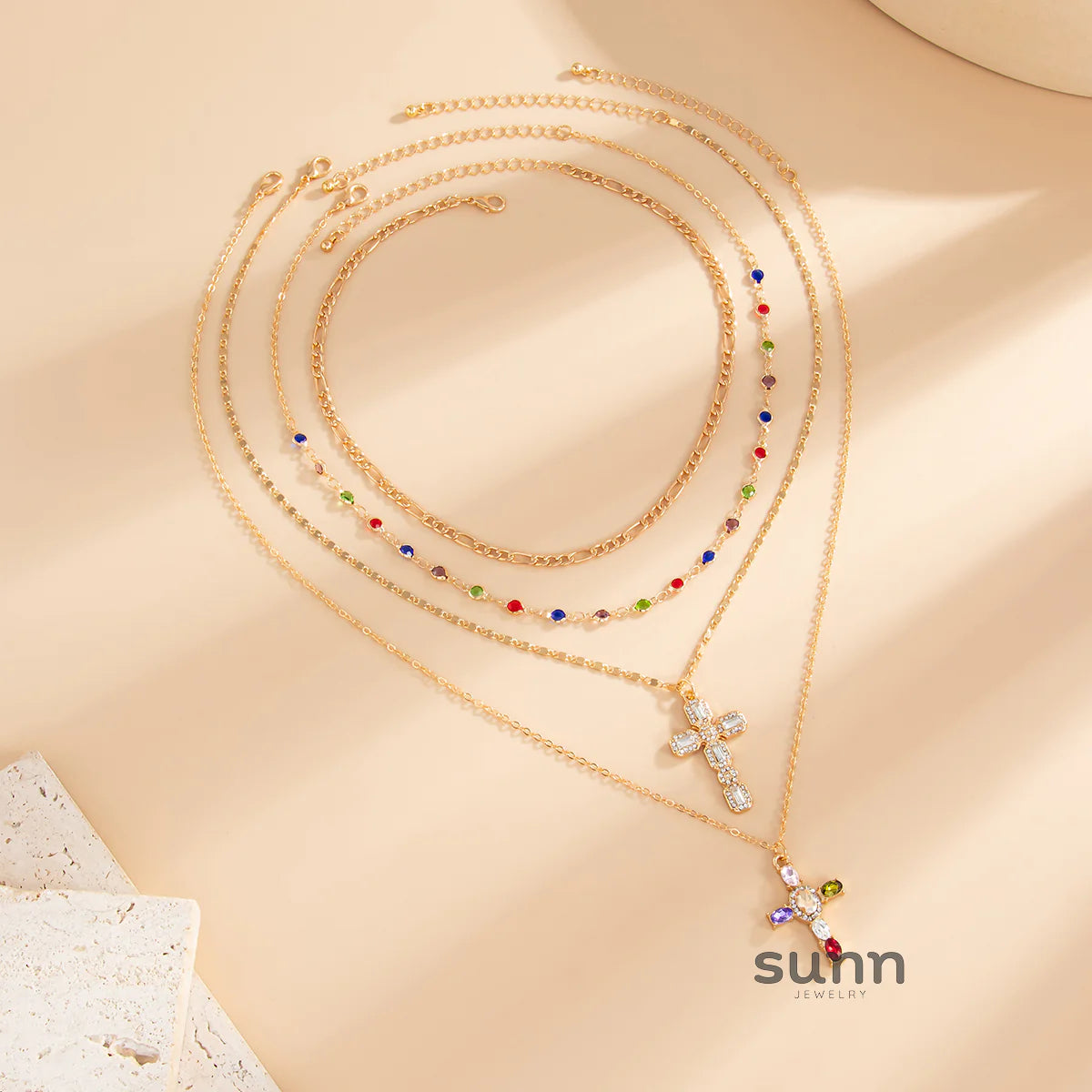 Ilyana Crystal Cross Necklace Set