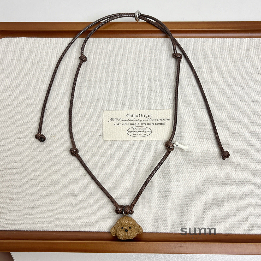 Indya Layered Puppy Charm Necklace [R8BGJ40T]