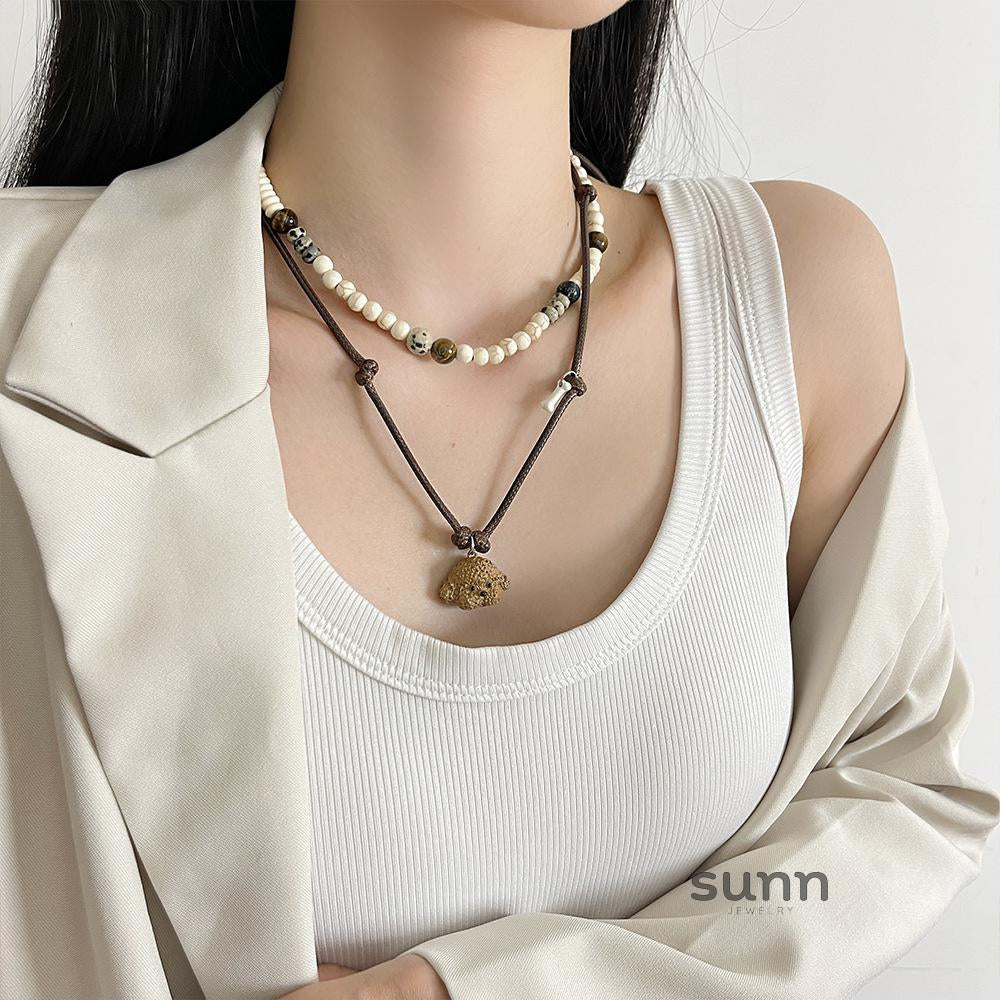 Indya Layered Puppy Charm Necklace [YZM2KR0U]