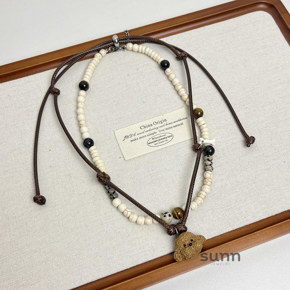 Indya Layered Puppy Charm Necklace [UBGQUF15]