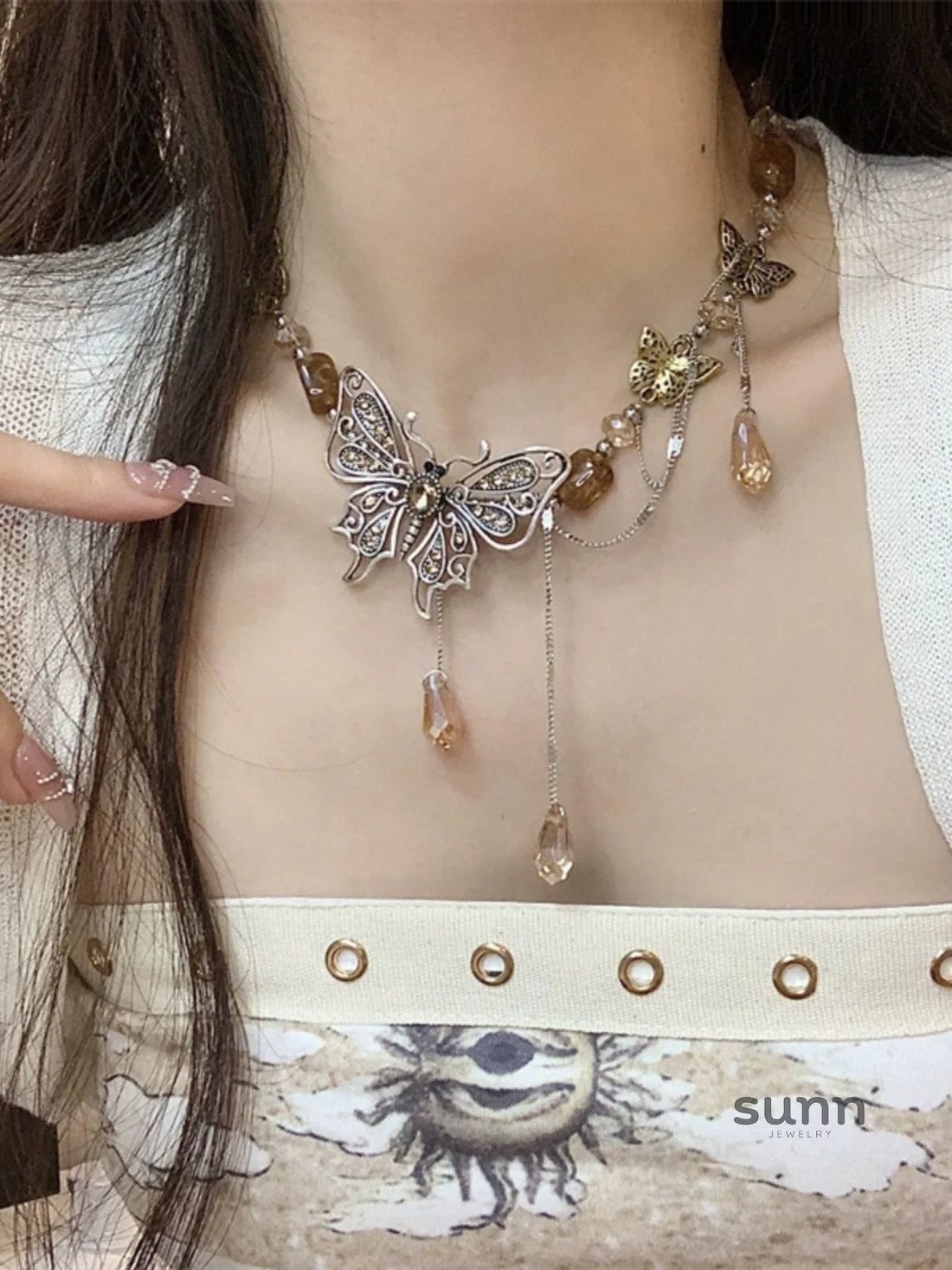 Infinity Y2K Butterfly Layered Necklace