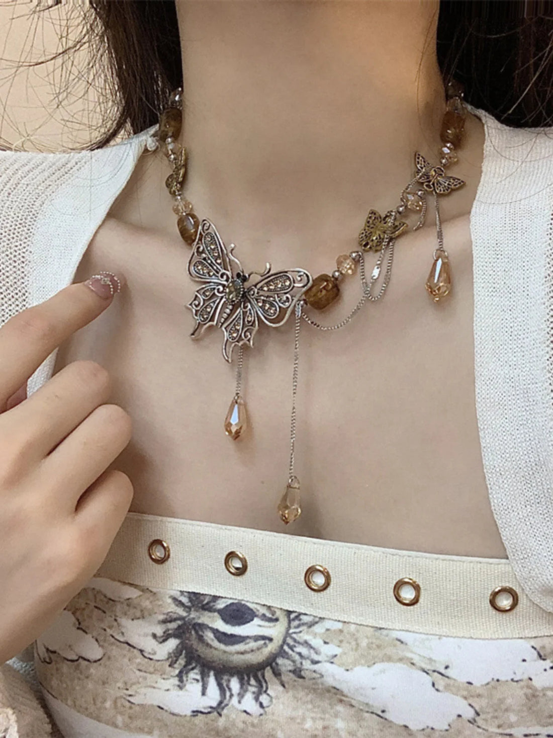 Infinity Y2K Butterfly Layered Necklace