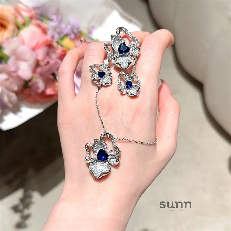 Irelyn Sapphire Blossom Set