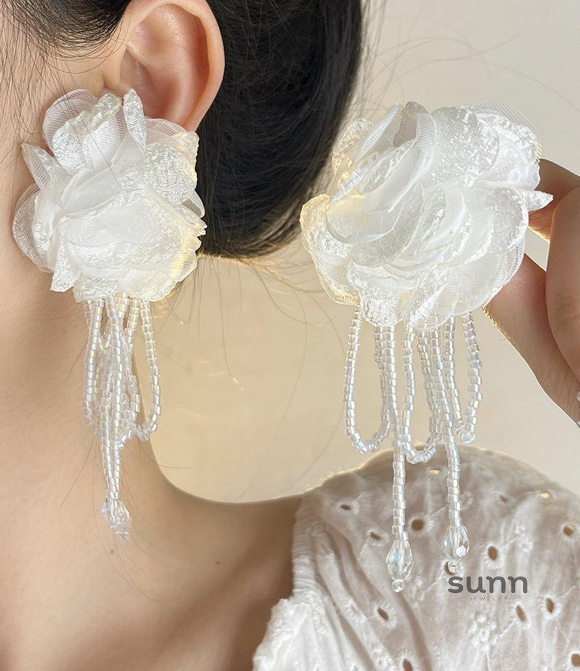 Irelynn Floral Bead Tassel Earrings [V2RQKWVH]