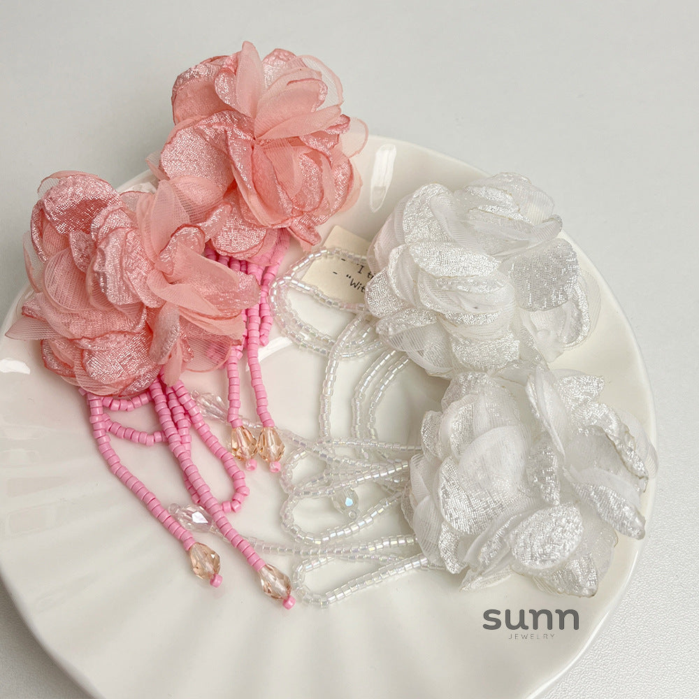 Irelynn Floral Bead Tassel Earrings [ZCECDSH4]