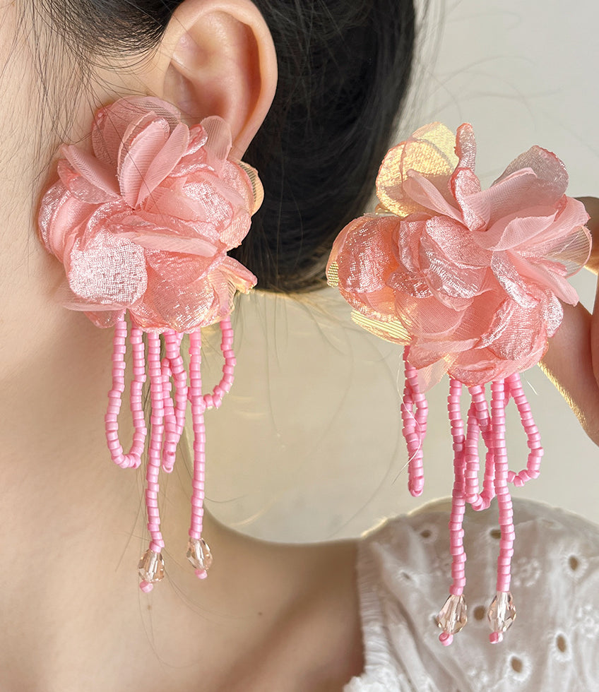 Irelynn Floral Bead Tassel Earrings [MYK1S23T]