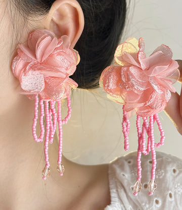 Irelynn Floral Bead Tassel Earrings [MYK1S23T]