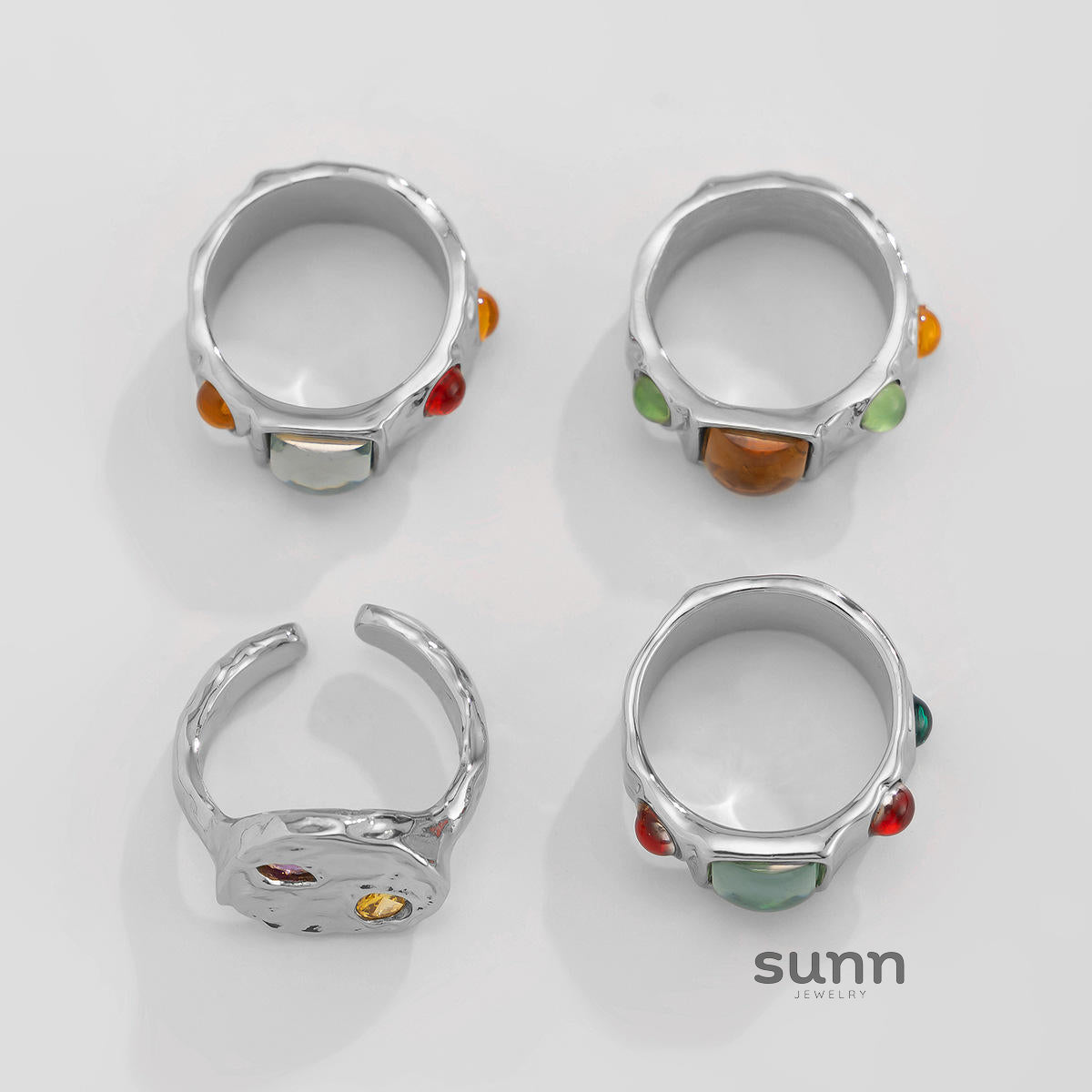 Isabel Liquid Metal Ring Set [VKV14PWD]