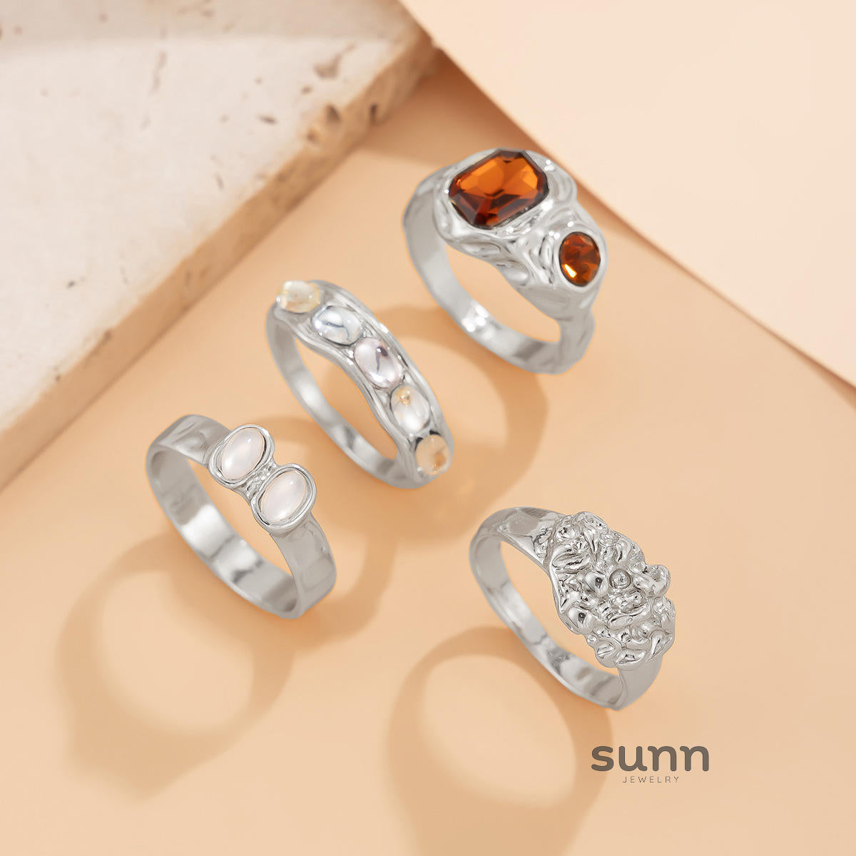 Isabel Liquid Metal Ring Set [PKO8VIHV]